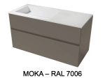 Meuble avec vasque Solid-Surface, finition bois ou couleurs, deux tiroirs à onglet, Largeur 100, 120 et 140 cm, P. 45 cm, Hauteur 56 cm, Stock disponible, LIVRAISON OFFERTE